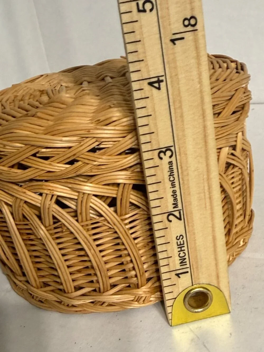 Lidded Wicker Container Versatile Woven Storage Container Intricate Border Italy